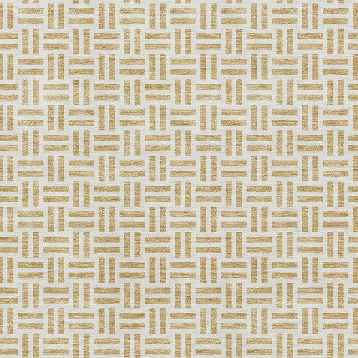 10' X 14' Geometric Washable Area Rug With UV Protection (677243) - Gold / Ivory