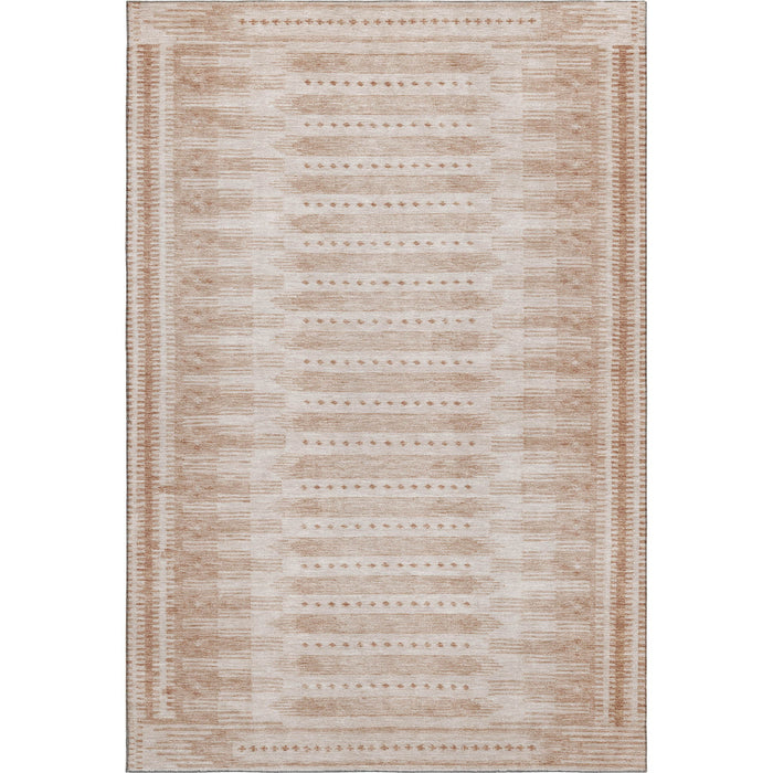10' X 14' Geometric Washable Area Rug With UV Protection (708043) - Salmon / Beige