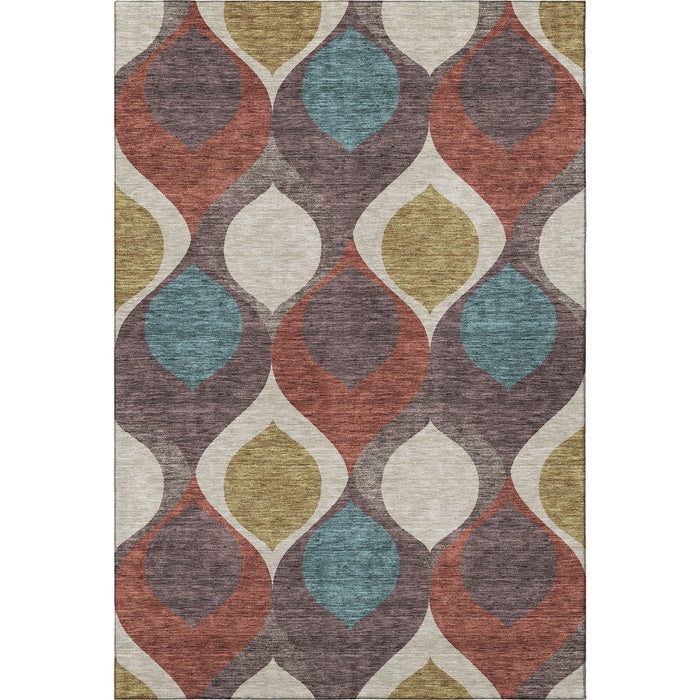 10' X 14' Ogee Washable Area Rug With UV Protection - Brown