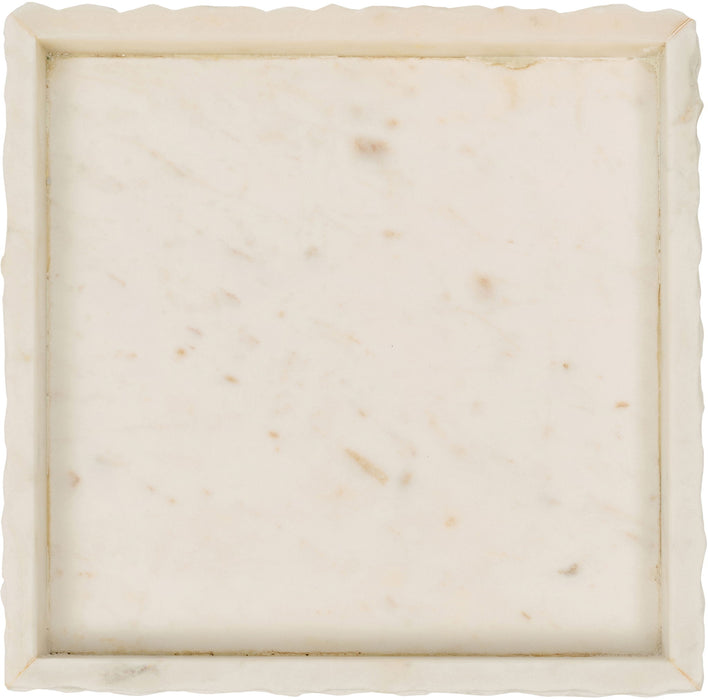 Genuine marble tray by Meridian Furniture, elegant rectangular tray with natural marble surface and polished edges.
