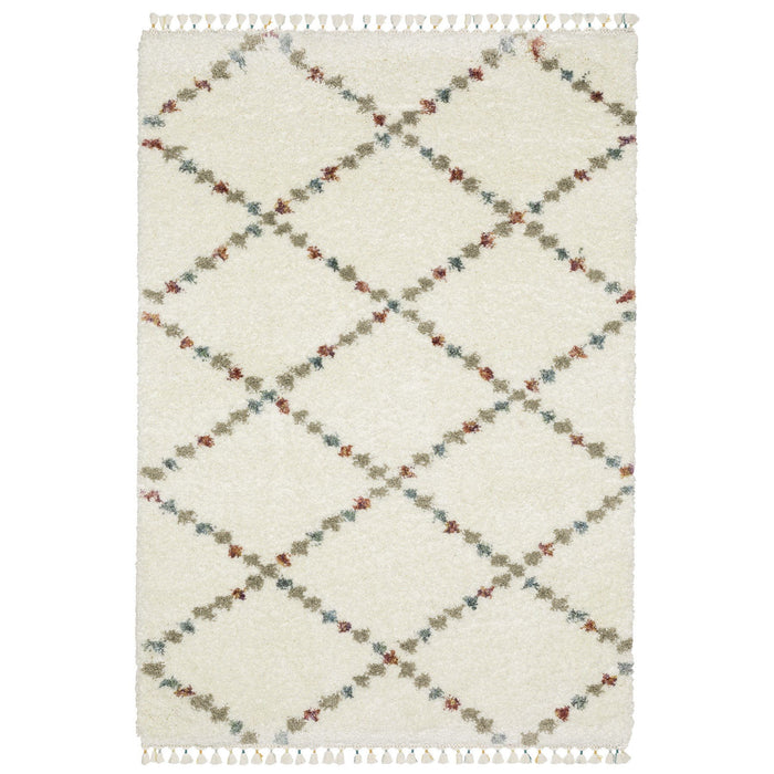 5' X 8' Diamond Shag Area Rug With Fringe - Gray