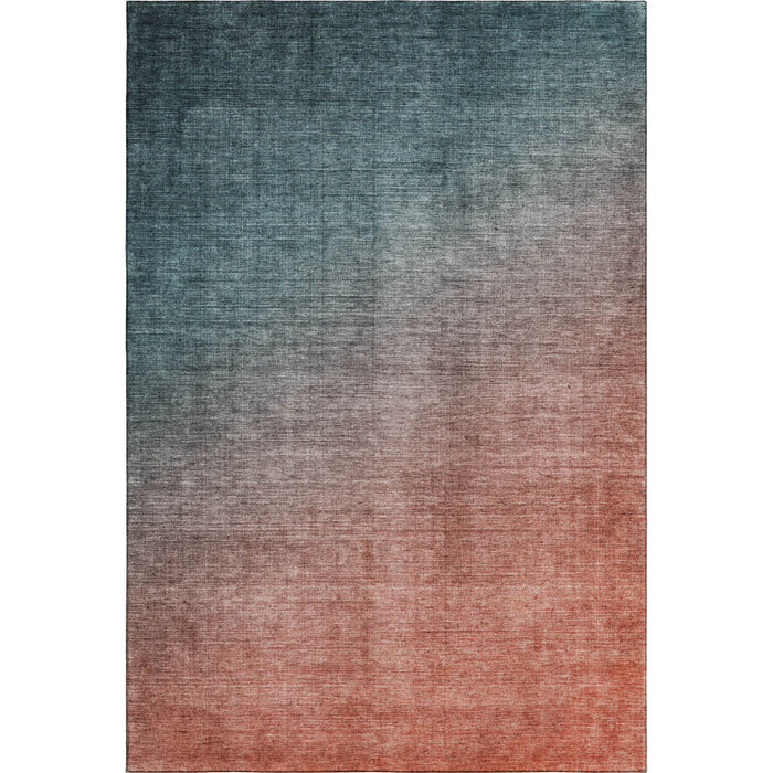 8' X 10' Ombre Washable Area Rug With UV Protection (649688) - Teal / Rust