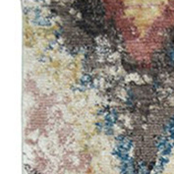 9' x 13' Geometric Distressed Area Rug With Fringe - Blue