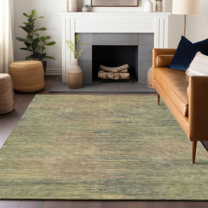 10' X 14' Copper Abstract Washable Area Rug With UV Protection - Artichoke Green