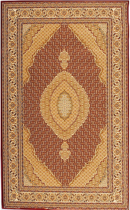 8' x 11' Oriental Power Loom Area Rug - Red And Beige