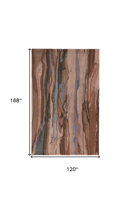 10' x 14' Wool Abstract Hand Tufted Area Rug - Blue And Red