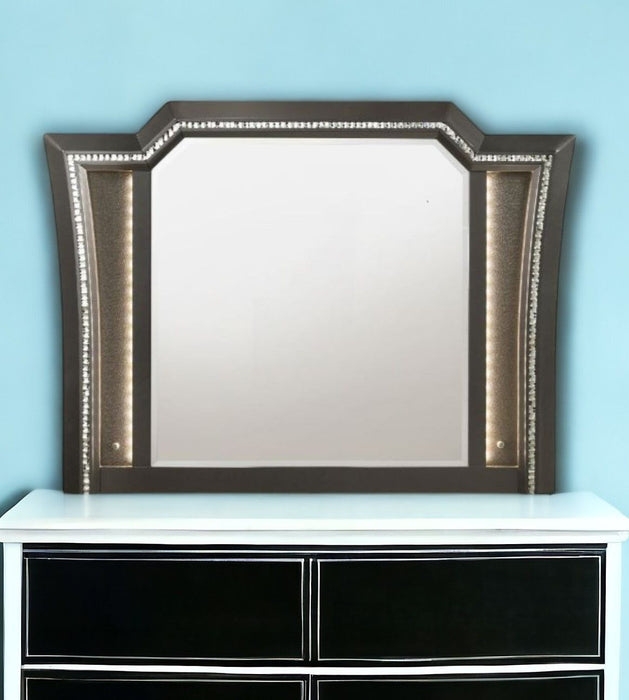 38" Lighted Abstract Framed Mounted Dresser Mirror - Gunmetal