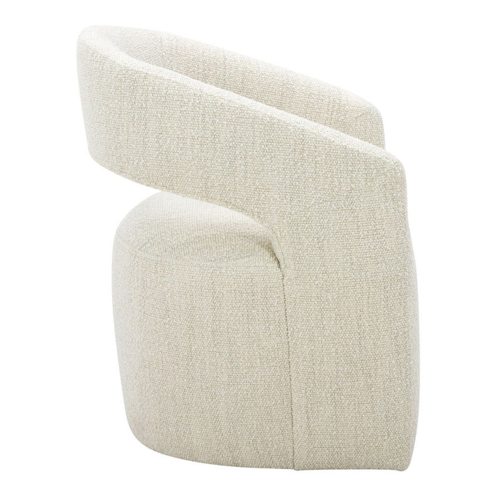 Upholstered Fabric Open Back Dining Arm Chair - White