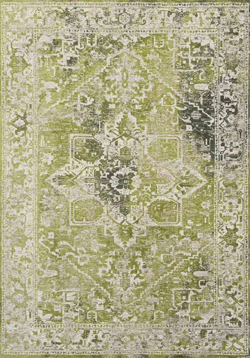 9' X 13' Tribal Washable Area Rug With UV Protection (610042) - Green / Beige