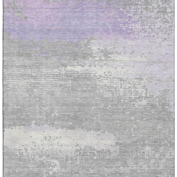 10' X 14' Abstract Washable Area Rug With UV Protection (701093) - Lavender / Ivory