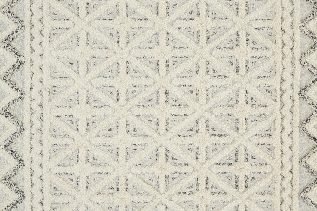 8' x 10' Wool Geometric Tufted Handmade Stain Resistant Area Rug - Ivory And Black
