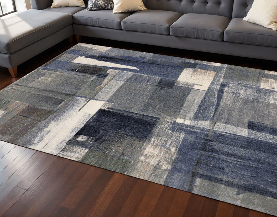 8' X 11' Abstract Area Rug (660112) - Blue / Gray / Ivory