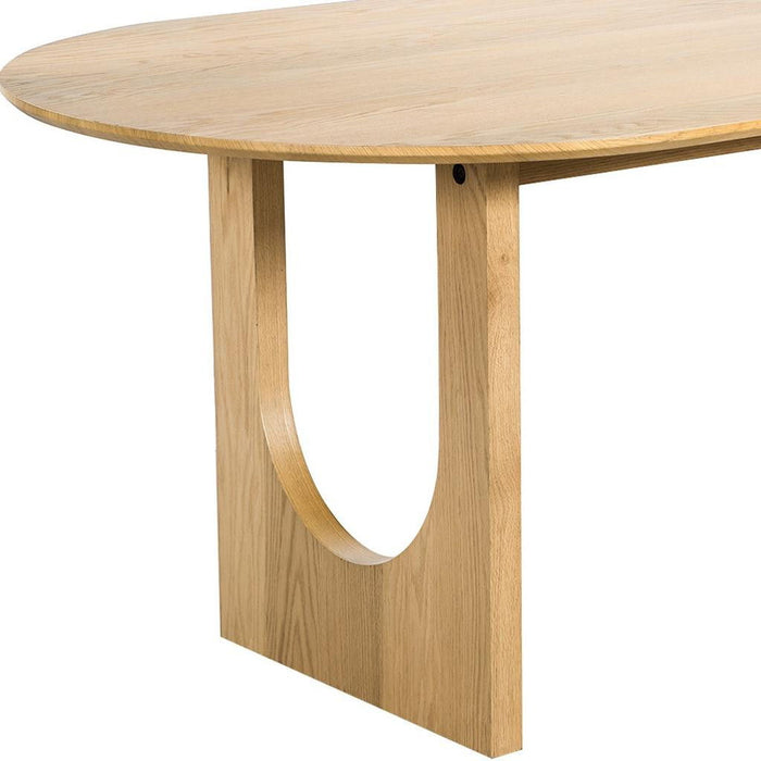 Solid Wood Mirrored Double Pedestal Base Oval Dining Table - Natural
