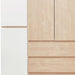 White and natural wood 75-inch six-door, three-drawer combo dresser by HomeRoots with spacious wardrobe and storage compartments.