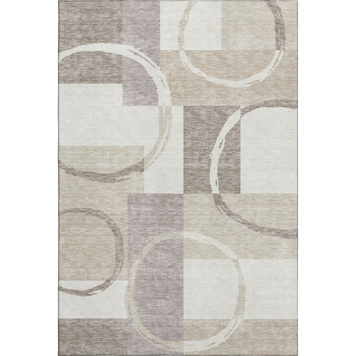 10' X 14' Geometric Washable Area Rug With UV Protection (675084) - Ivory / Beige / Taupe