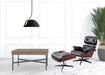 Black tufted leather swivel lounge chair with matching dark brown ottoman, HomeRoots stationary chair and ottoman set, 35 inches