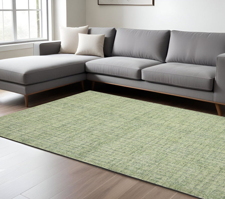 9' X 12' Wool Striped Hand Tufted Area Rug - Green And Light