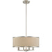 Four light metal chandelier with shades in nickel and ash gray, featuring a modern design and dimmable lighting.