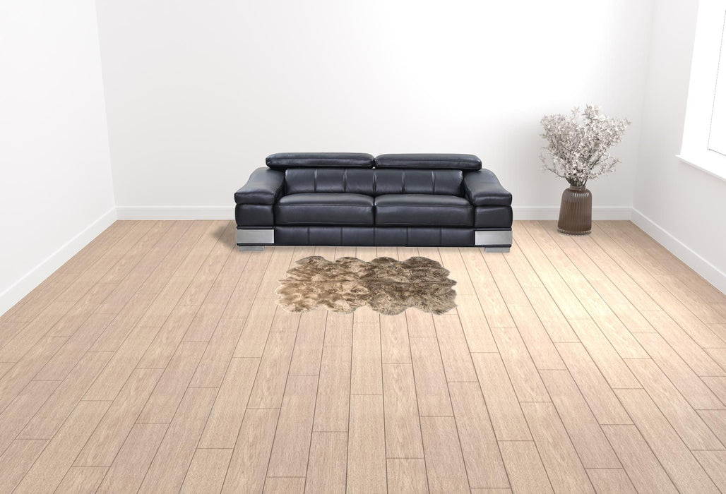 6' x 6' Wool Sheepskin Handmade Area Rug - Taupe