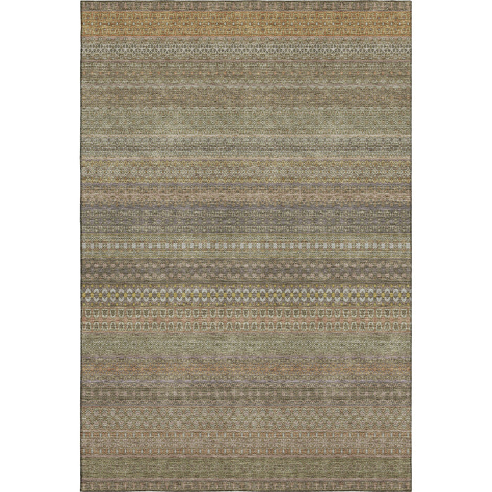 8' X 10' Striped Washable Area Rug With UV Protection (647516) - Khaki / Ivory