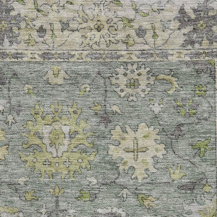 10' X 14' Oriental Washable Area Rug With UV Protection (716587) - Sage / Gray