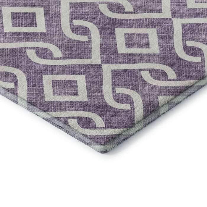 10' X 14' Geometric Washable Area Rug With UV Protection (652563) - Purple / Ivory
