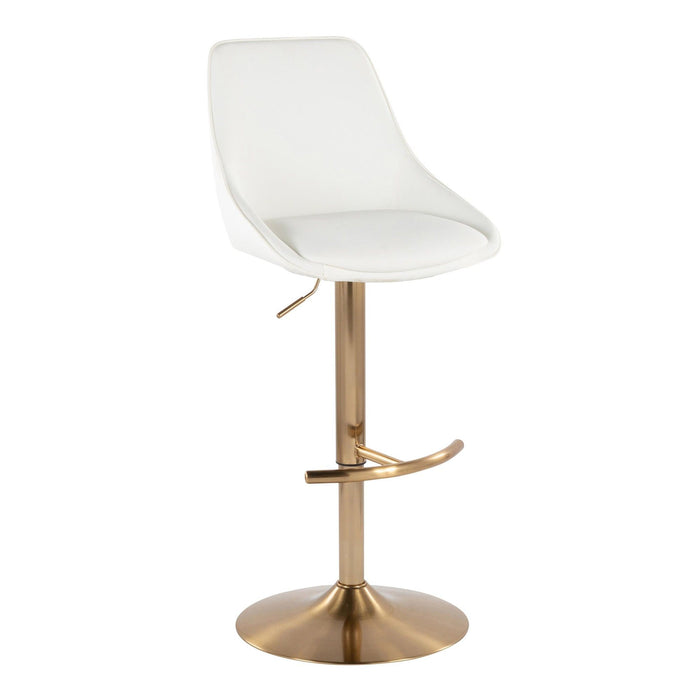 Diana - Adjustable Barstool With Rounded T Footrest (Set of 2) - Gold Metal