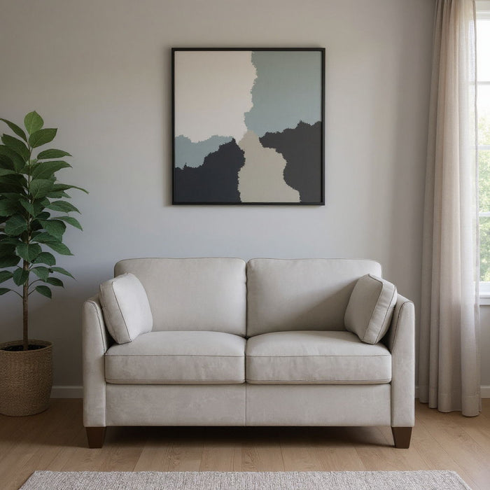 Leather Loveseat - Dusty White / Brown