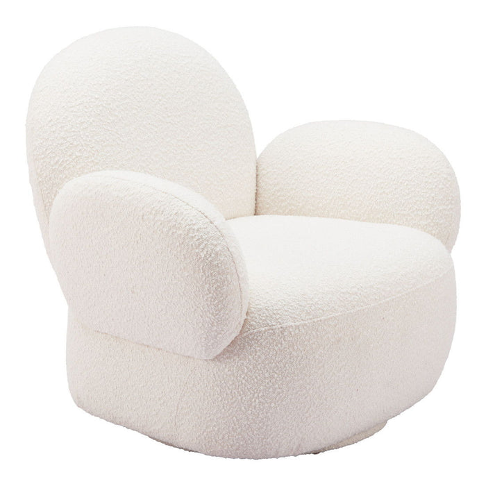 35" Modern Upholstered Swivel Arm Chair - White
