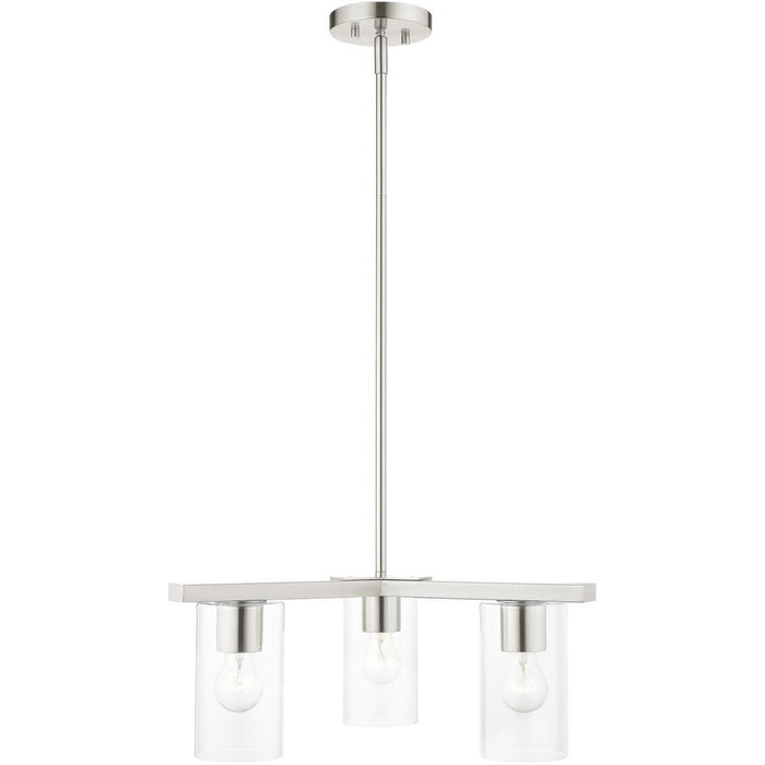 17" 3-Light Dimmable Chandelier With Shades - Nickel