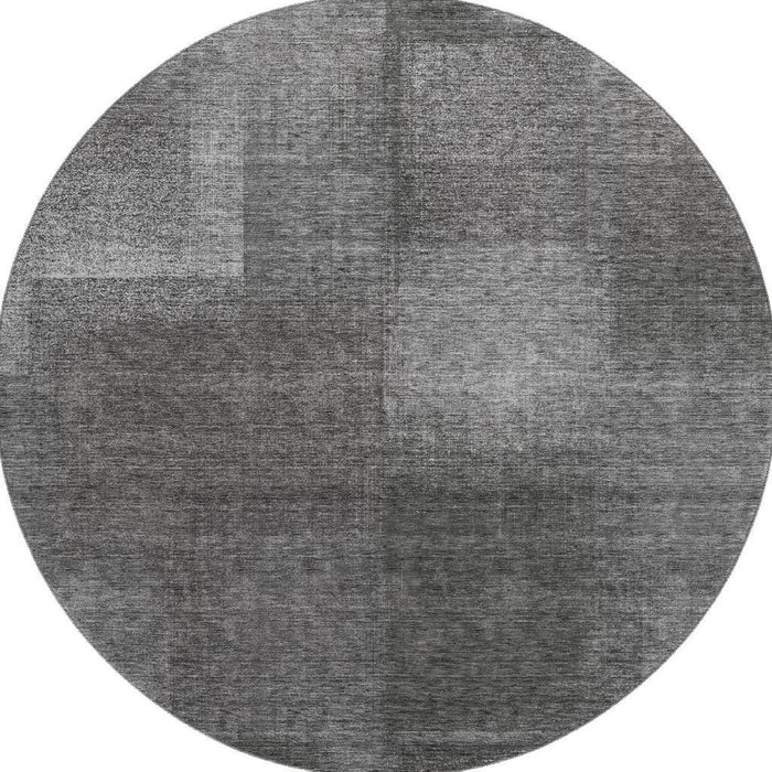 8' Abstract Washable Round Rug Polyester With UV Protection - Gray And Ivory