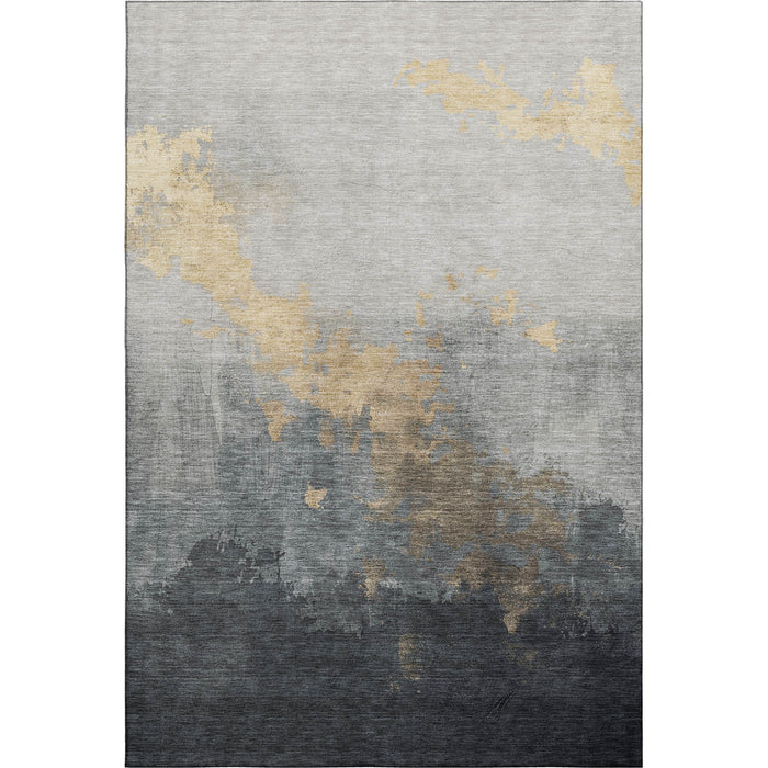 10' X 14' Abstract Washable Area Rug With UV Protection (706715) - Gold / Gray