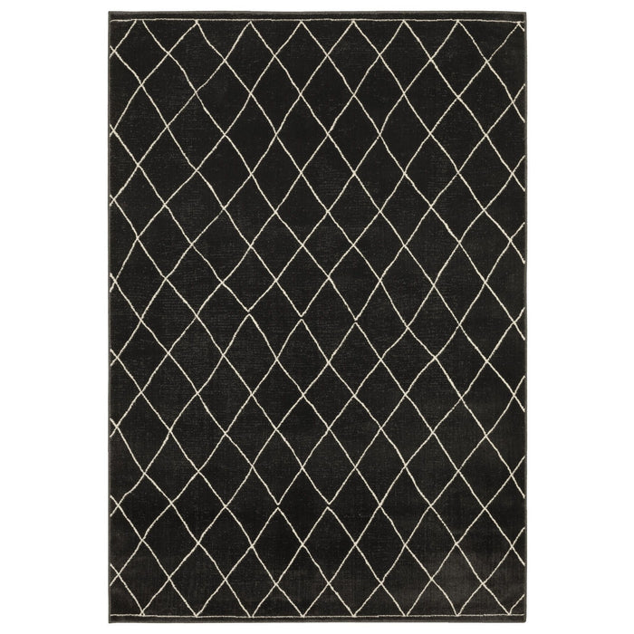 7' X 10' Trellis Area Rug - Charcoal And Ivory