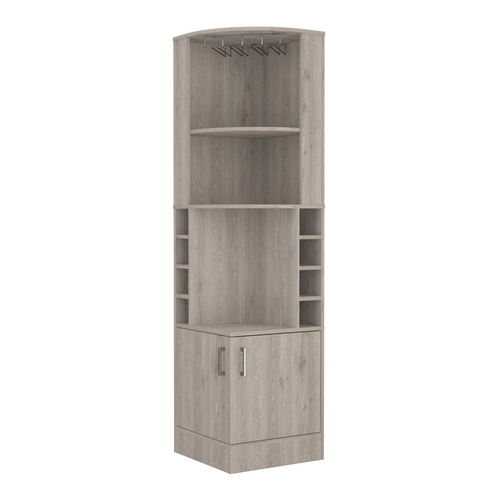 Wood Corner Bar Cabinet With Two Doors - Light Gray
