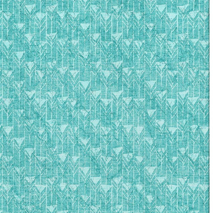 10' X 14' Geometric Washable Area Rug With UV Protection (647122) - Teal / Ivory