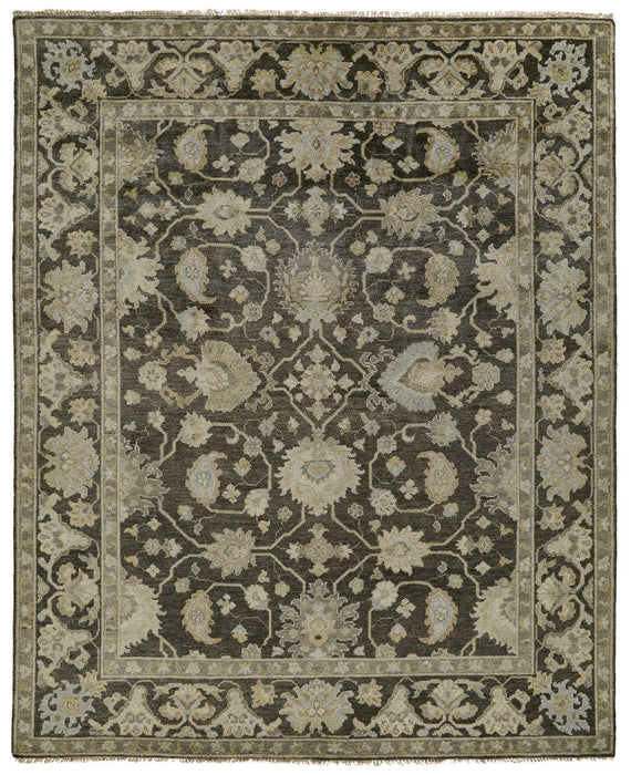 8' x 10' Wool Floral Hand Knotted Area Rug - Taupe And Gray