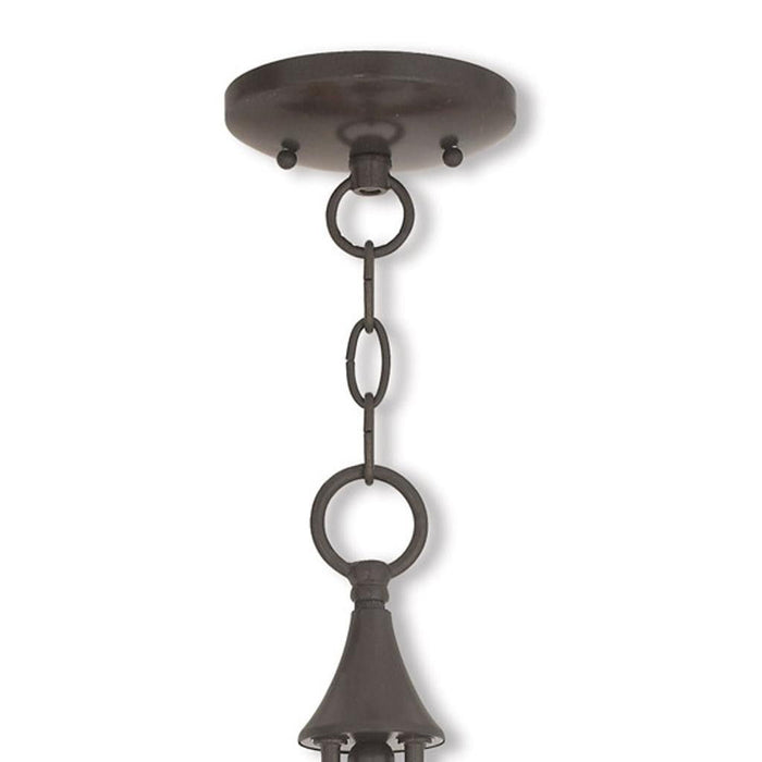 17" Three Light Metal Dimmable Chandelier With Shades - Bronze / Clear