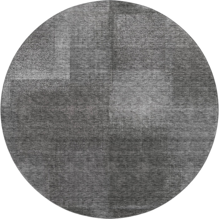 8' Abstract Washable Round Rug Polyester With UV Protection - Gray And Ivory