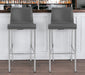 Set of 2 gray and silver 31-inch steel low back bar height chairs, ideal for bar or counter seating, by HomeRoots.