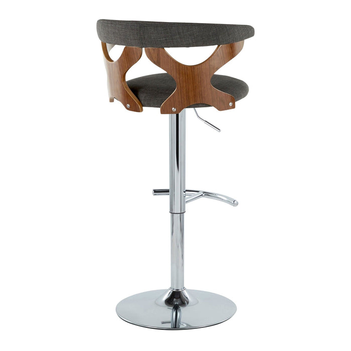 Gardenia - Adjustable Barstool - Chrome Base & Walnut Backrest