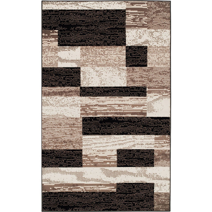 9' x 12' Patchwork Power Loom Stain Resistant Area Rug - Chocolate