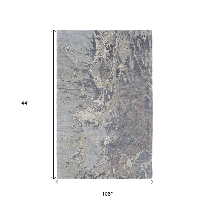 9' X 12' Abstract Hand Tufted Distressed Area Rug - Ivory