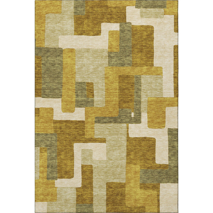 10' X 14' Geometric Washable Area Rug With UV Protection (675750) - Wheat / Ivory / Gold