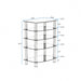 Black 5-tier tempered glass side table with stainless steel frame, ideal for living room or bedroom by Giga.