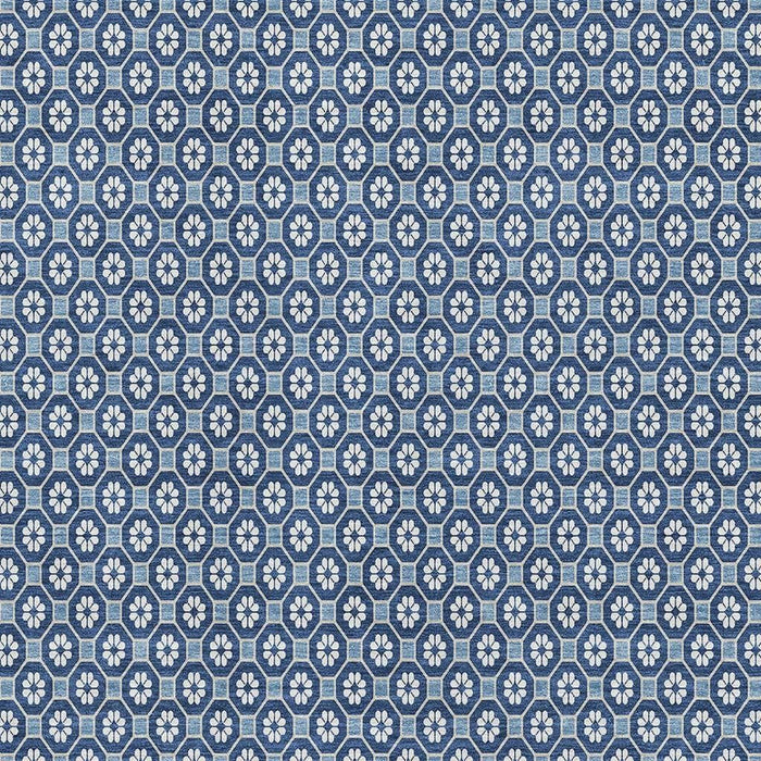 10' X 14' Geometric Washable Area Rug With UV Protection (693642) - Blue / Ivory