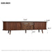 Giga 70-inch dark brown TV stand with tambour doors and fluted drawers, modern furniture for entertainment storage.