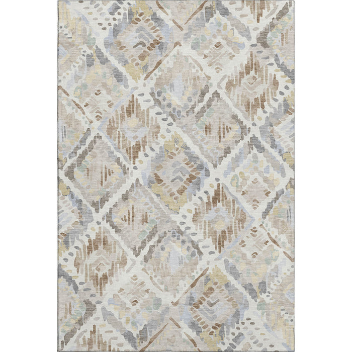 10' X 14' Geometric Washable Area Rug With UV Protection (693024) - Ivory / Brown / Gray