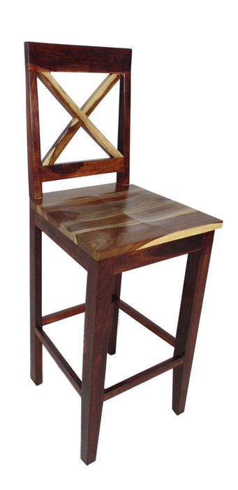30" Solid Wood Bar Height Bar Chair - Brown