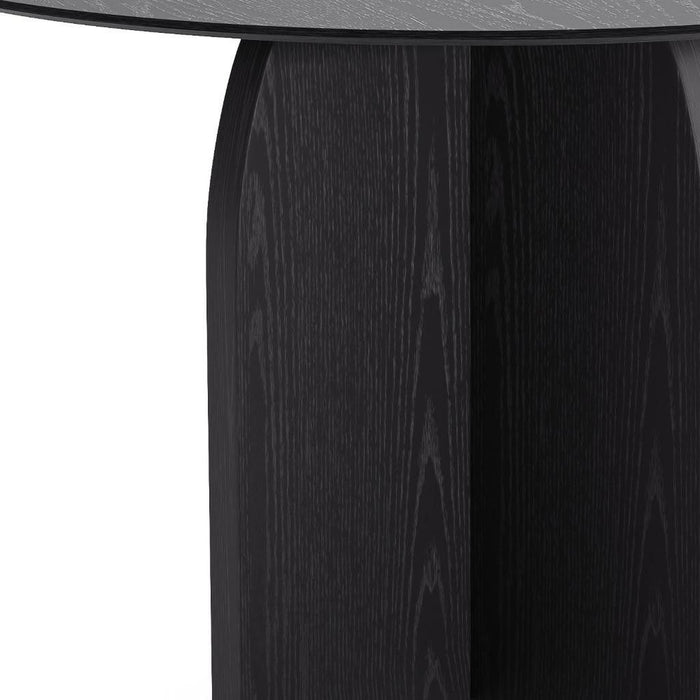 45" Solid Wood Pedestal Base Round Top Dining Table - Black