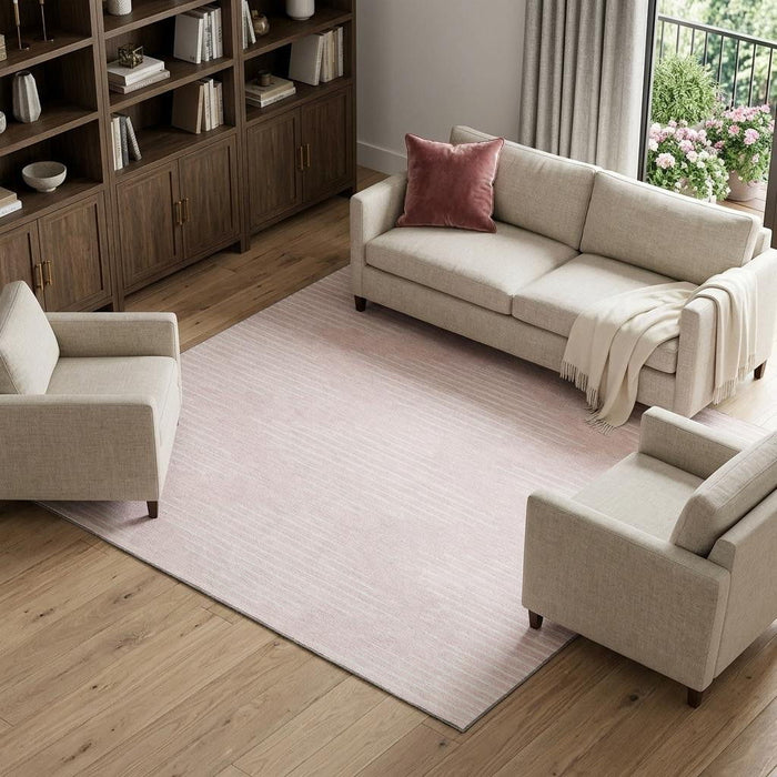 10' X 14' Geometric Washable Area Rug With UV Protection (679768) - Pink / Ivory